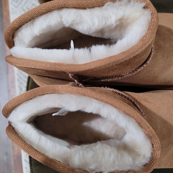 Dearfoams Fireside Size 10 Women’s Genuine Shearling - Suede Platform Bootie - Picture 5 of 11